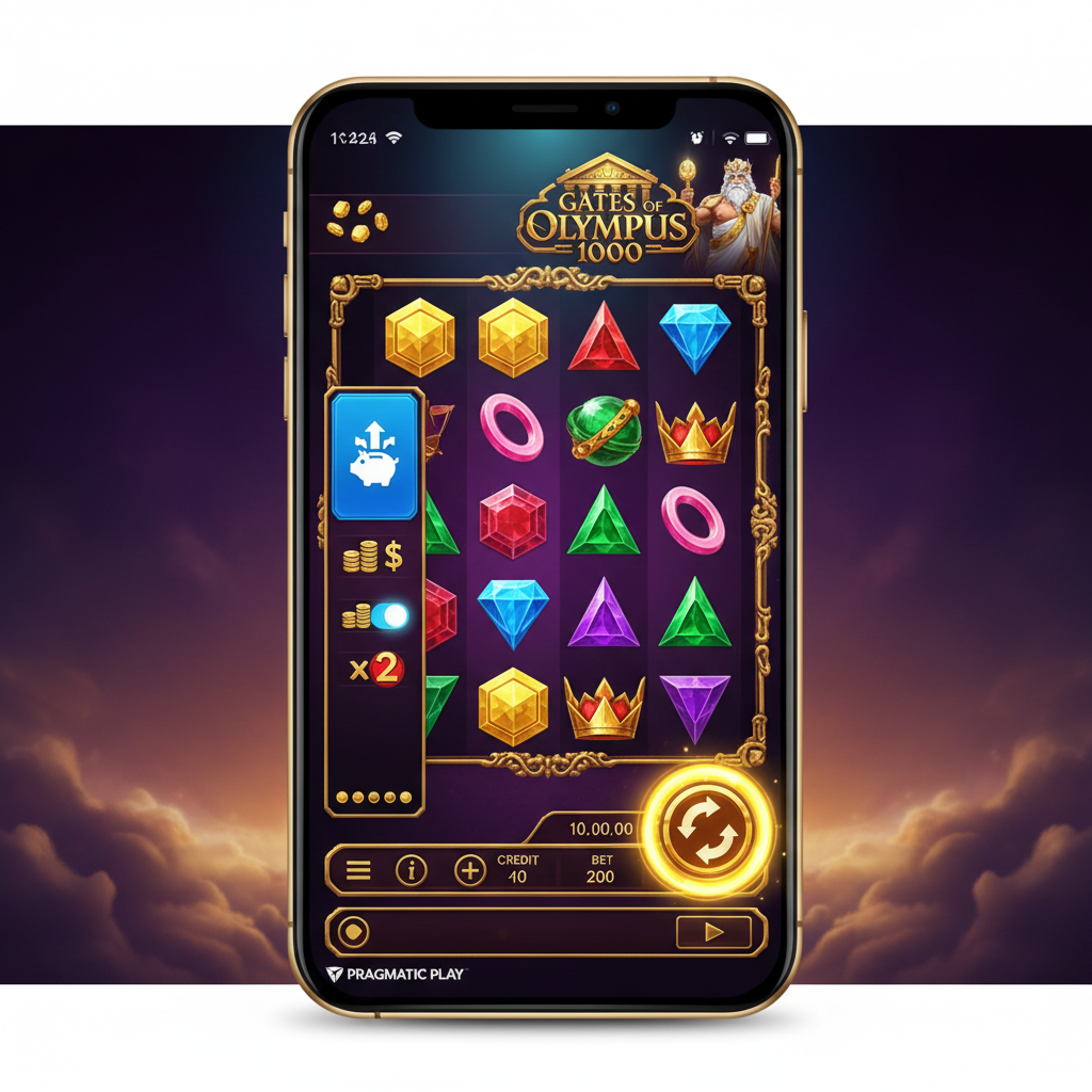 Gates of Olympus 1000 op een smartphone scherm — mobiele versie voor Nederland