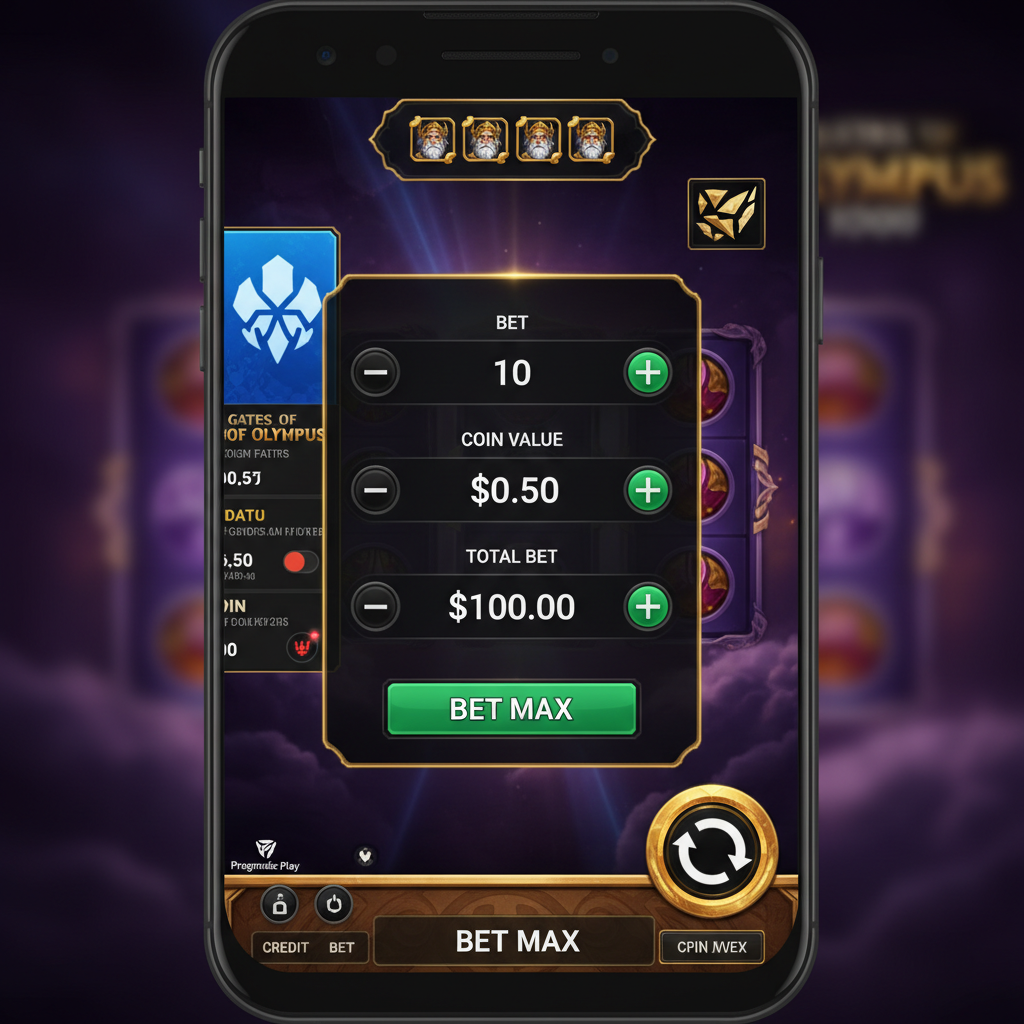 Gates of Olympus 1000 — inzetinstellingen op mobiel